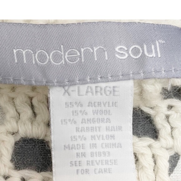 Modern Soul Women’s Acrylic Wool Angora Blend Crochet Cardigan Sweater XL Cream - Picture 7 of 11